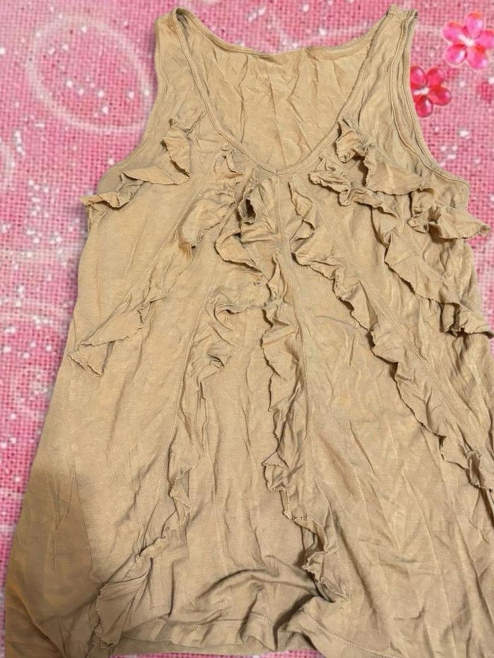 Express Tan Ruffle Tank Top - Women's Sleeveless